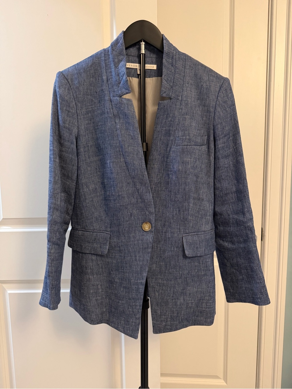 Veronica Beard Blue Notched Collar Single-Breasted Dickey Jacket